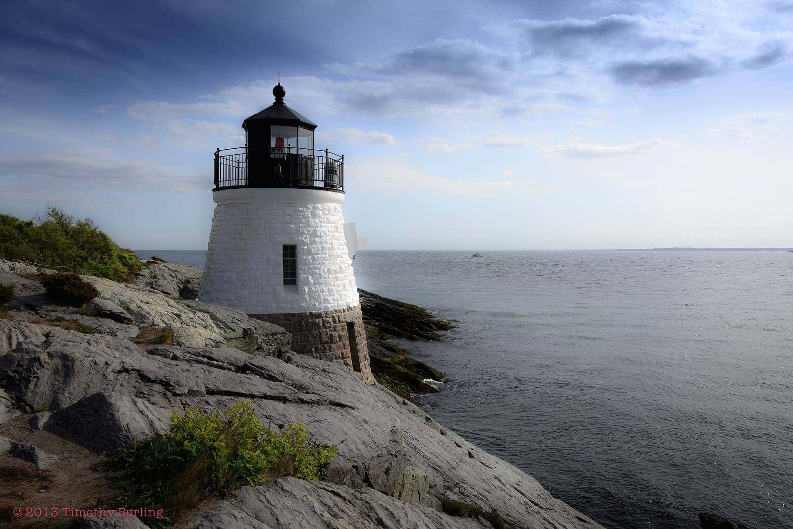Castle Hill Lighthouse at the mouth of Narragansett Bay, Newport